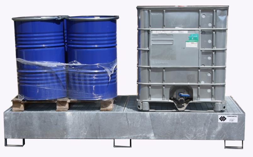 Bac de rétention en acier galvanisé pour cuve 1000 L et cuve IBC